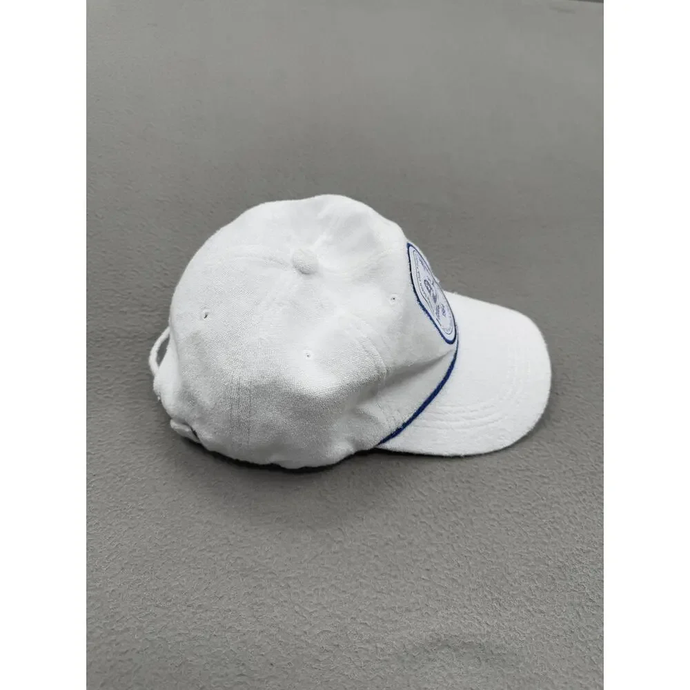 Anthropologie Hat Cap Strap Back One Size White Blue Villa Dolce Terry Mens - Picture 2 of 8